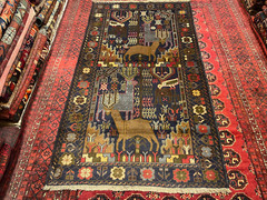 4 X 6 Ft Stunning Vintage Deer Pattern Pictorial Nomadic Tribal Belouch Carpet
