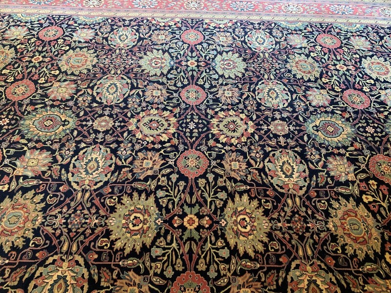 12' x18' MAHAL Design Handmade large Oriental Rug Navy blue background 12x18 FT. gallery
