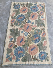 Vintage Handmade Uzbek Suzani Crewel Floral Embroidery Wool Rug 155×93 cm