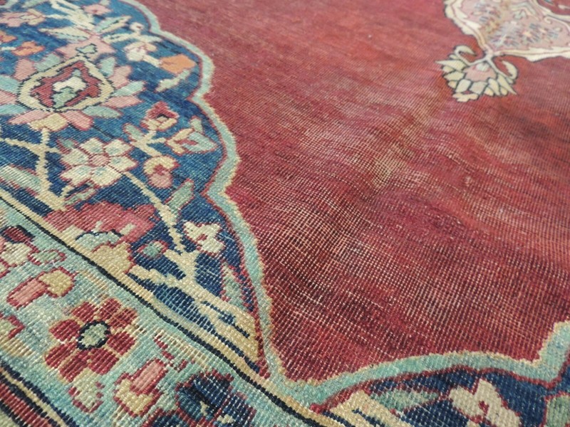 Antique 8x10 8x12 9x12 Kermaan Oriental Area Rug Red Navy Blue Pink medallion gallery