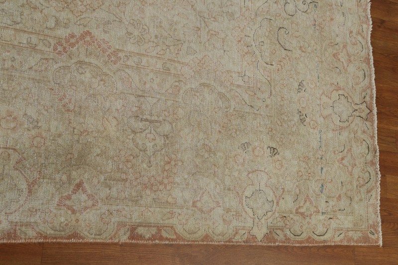 Muted Semi-Antique Floral Distressed 10x13 ft Area Rug Hand-knotted Wool Carpet gallery