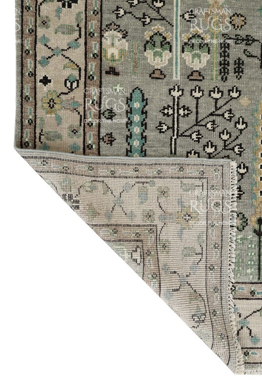Symmetry Bloom Olive Area Rug-Light Gray Background with Animal Motifs 8x10 ft gallery