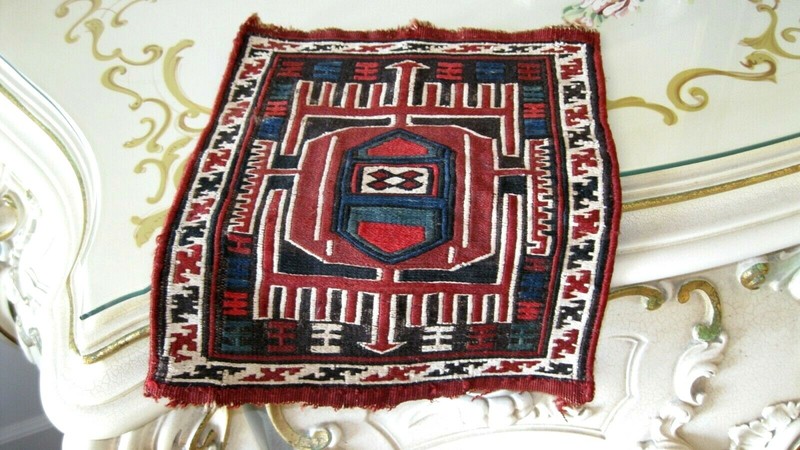 ANTIQUE 1890-1900 CAUCASIAN SOUMUK VERY SMALL BAG FACE EXCEPTIONAL PIECE gallery