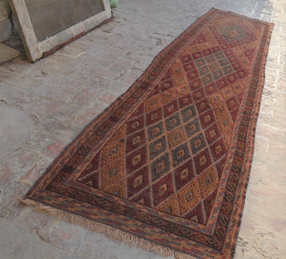 3x12 Ft Handmade Vintage Afghan Moshvani Hallway Runner Persian Wool Tribal Rug