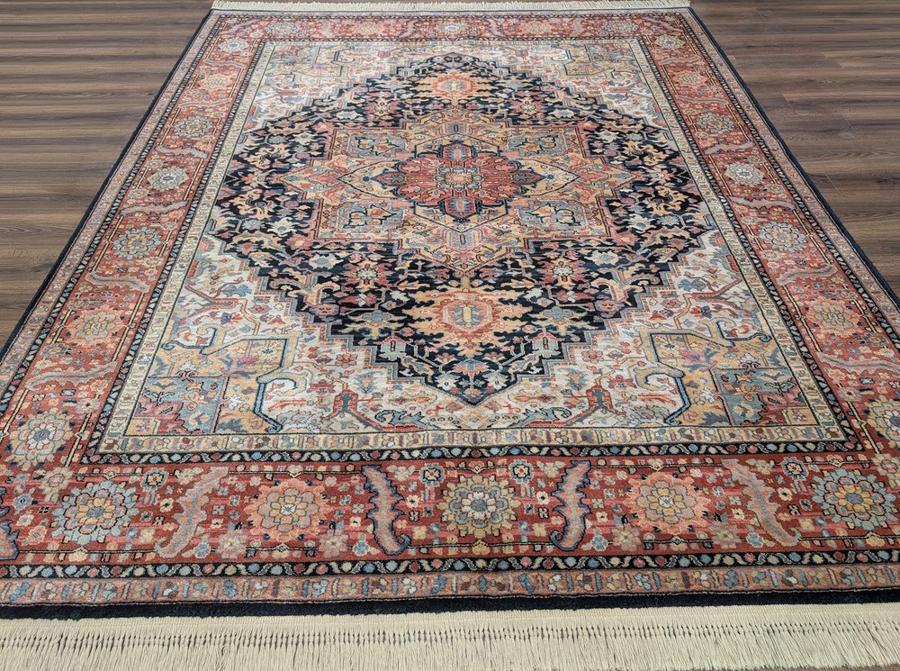 8.8 x 10.6 Karastan Navy Heriz Rug #701