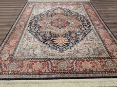 8.8 x 10.6 Karastan Navy Heriz Rug #701