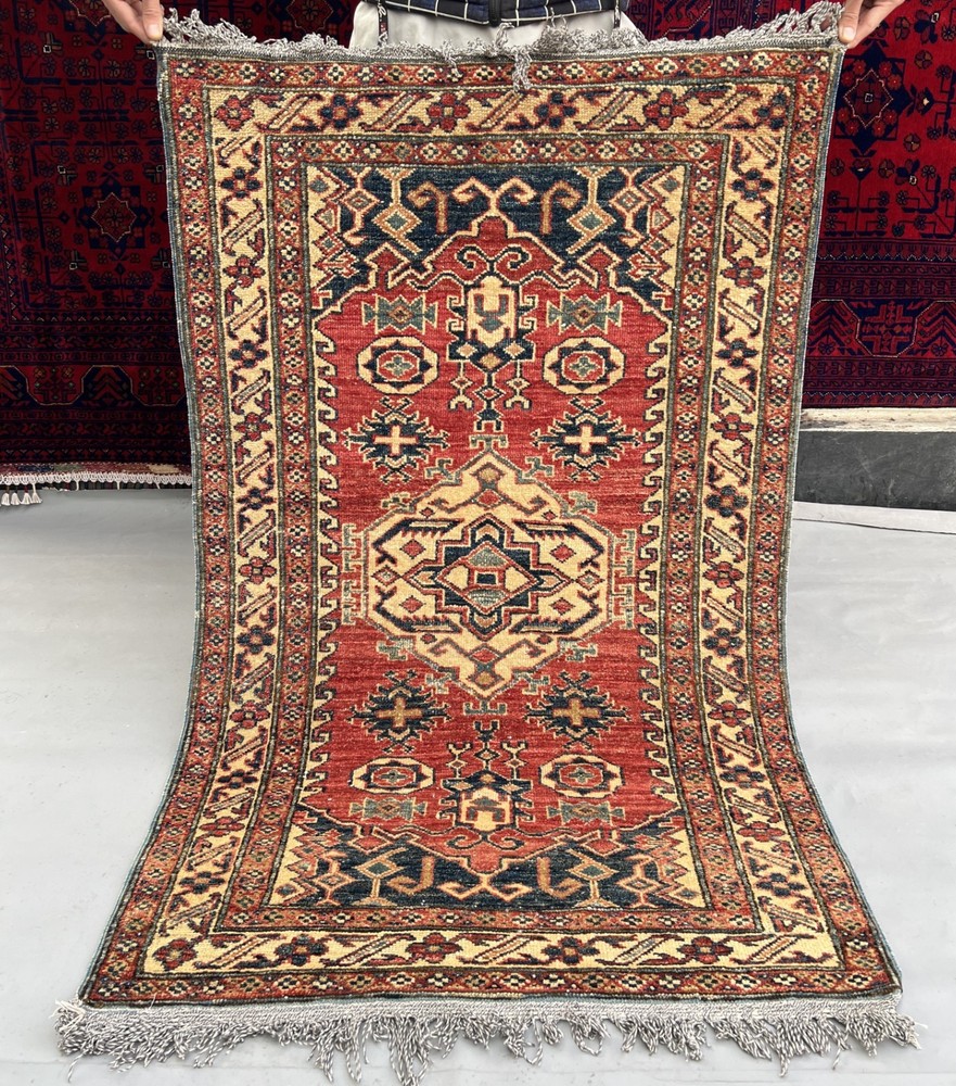 Vintage Beautiful Natural Vegetable Dye Super Kazak Turkoman Carpet