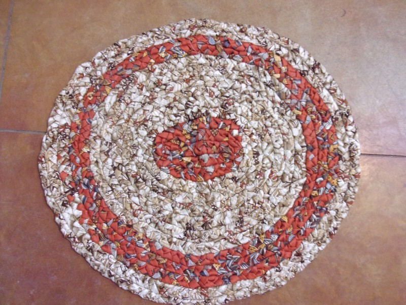 Vintage Handmade Braided Rug - New/Unused - 33" X 29" - Tans & Browns gallery