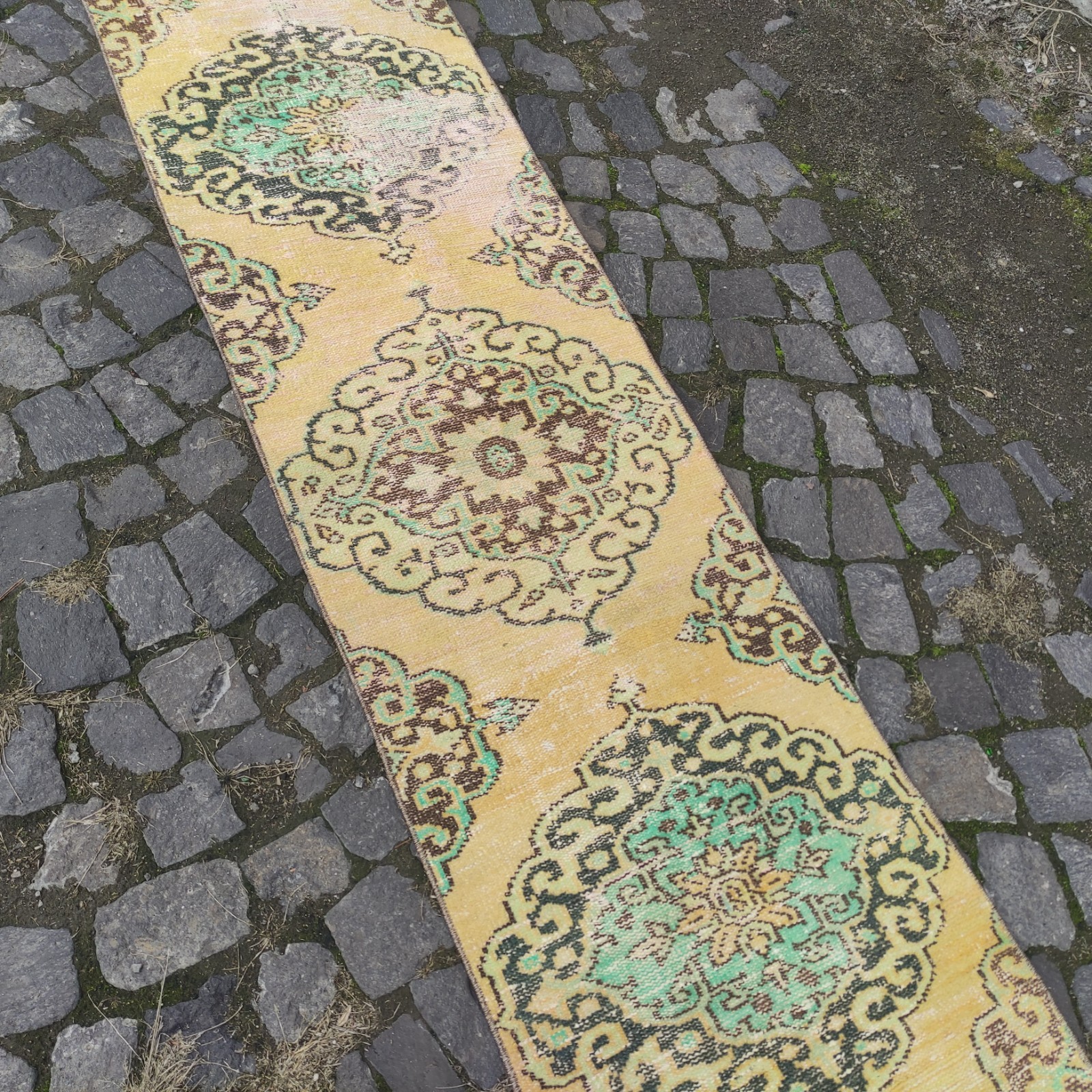 Rare 2x12 runner rug 1.9 x 11.81 ft Vintage Handmade Kitchen Rug 58 x 360 cm gallery