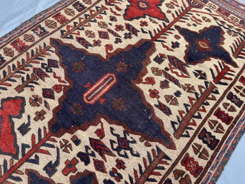 Afghan Vintage Berjesta Geometric Rug 4x6 Hand Knotted Turkmen Kilim Area Carpet gallery