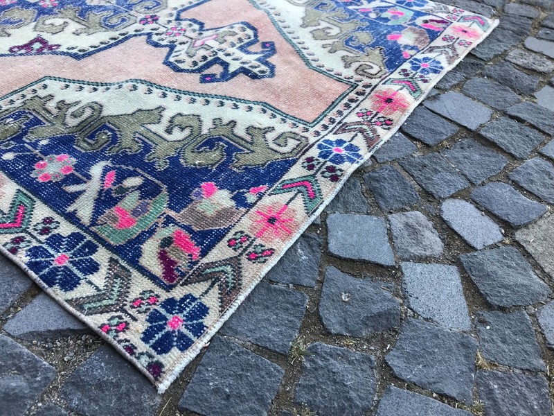 Boho Decor Rug, Home Decor Rug, Turkish Vintage Rug, Oushak Kilim Rug,4,2x7,3ft gallery