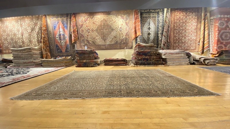 Bohemian Antique 1920-1930's Wool Pile Wool Colored Bunyan Area Rug 6’6x9’4” gallery