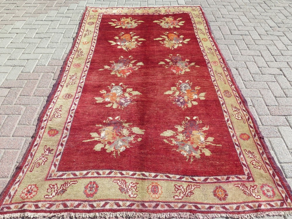 Vintage Turkish Area Rugs, Wool Carpet, Handmade Large Rug, Teppiche 57"x106"