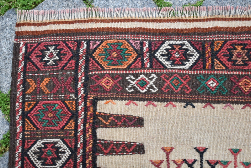 Caucasian Runner Rug 23'' x 69'' Embroidered Weave Hallway Fine Quality Wool Rug gallery