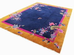 EXQUISITE, SUBLIME, ANTIQUE, FULL PILE, COLORFUL, BOLD 1920 ART DECO CHINESE RUG