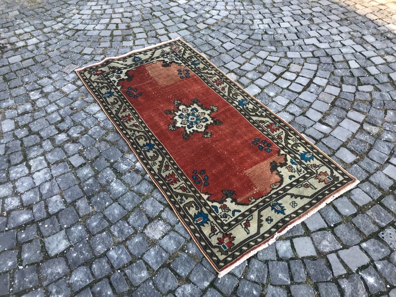 Turkish Vintage Rug Handmade Wool Rug Bohemian Runner Rug Home Rug gallery
