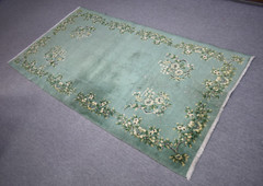 Turkish Rug 43” x 81” Vintage Anatolian Oushak Rug Hand-knotted Flowering Rug