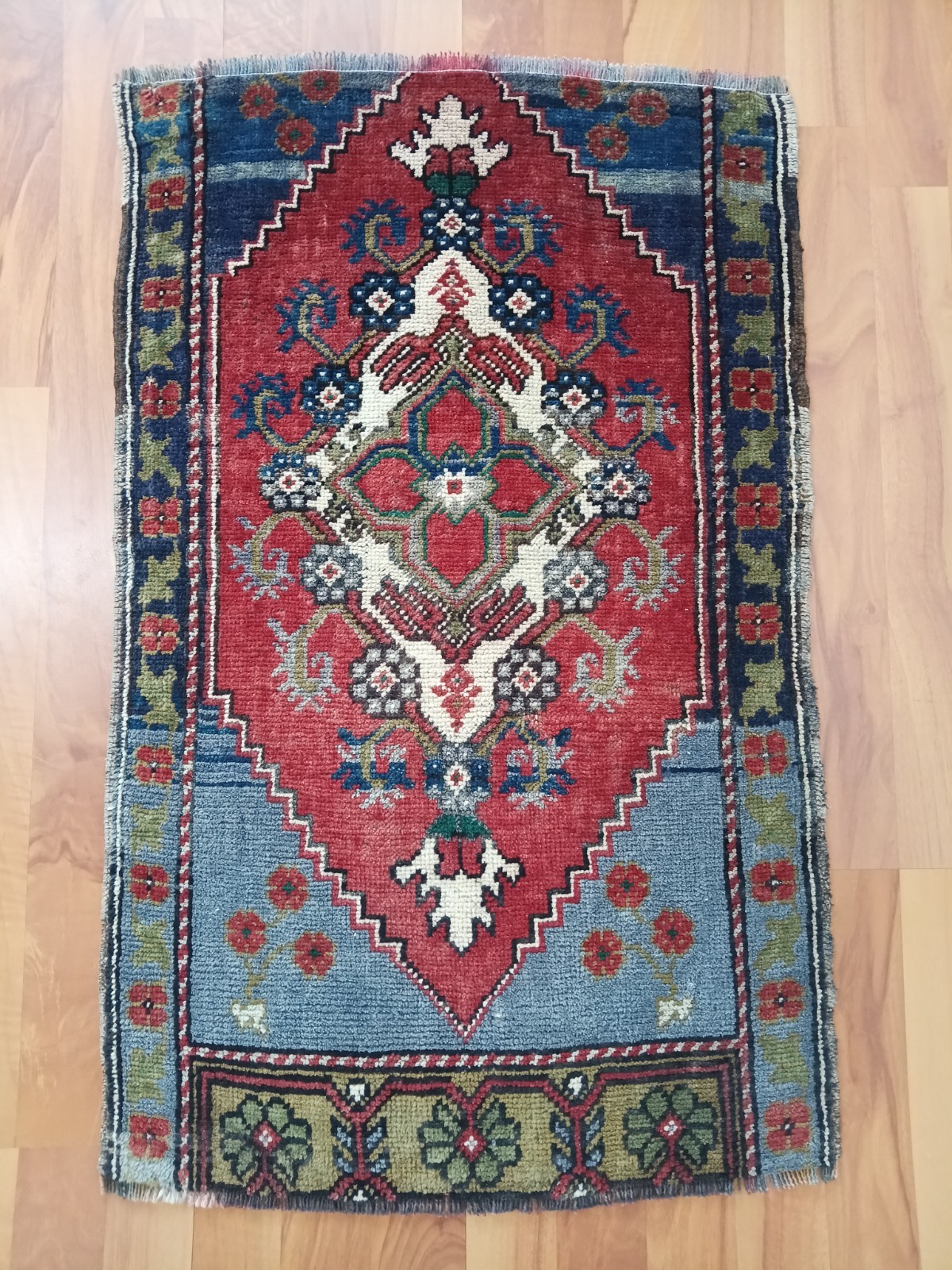 Antique Deformed Fragment Rug Handmade Decorative Small Door Mat Nice Rug gallery