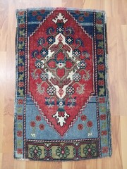 Antique Deformed Fragment Rug Handmade Decorative Small Door Mat Nice Rug