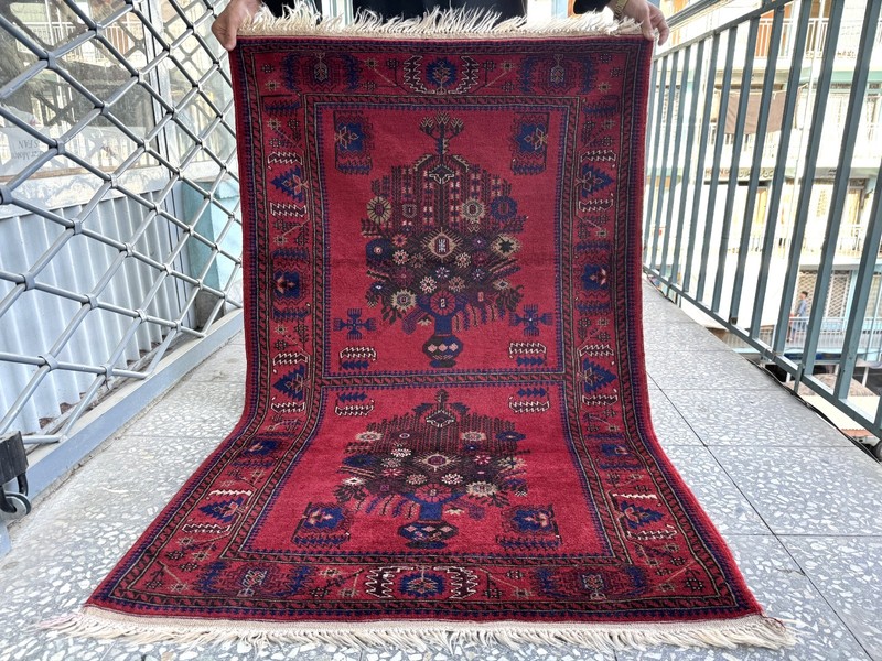 Antique Afghan Hand Knotted 3x5 Ft Wool Rug Traditional Turkmen Oriental Carpet gallery