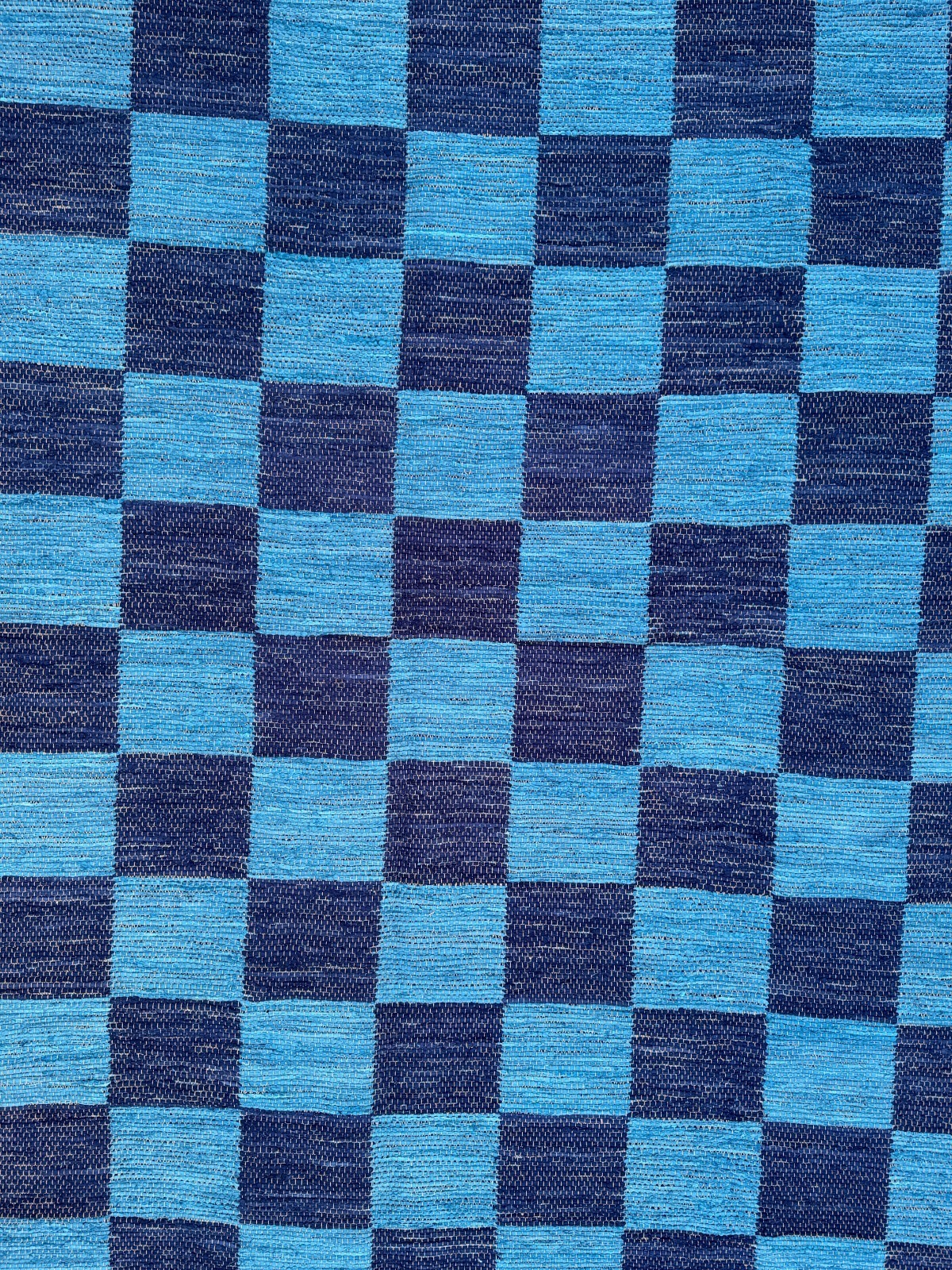 Vintage Swedish style Rug 315x330 cm Square, Checkerboard Chindi Rug, Schackruta gallery