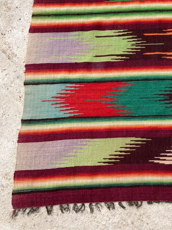 Vintage Handmade Traditional Chimayo Sarape Kilim Floor Rug Carpet 190x141 cm gallery