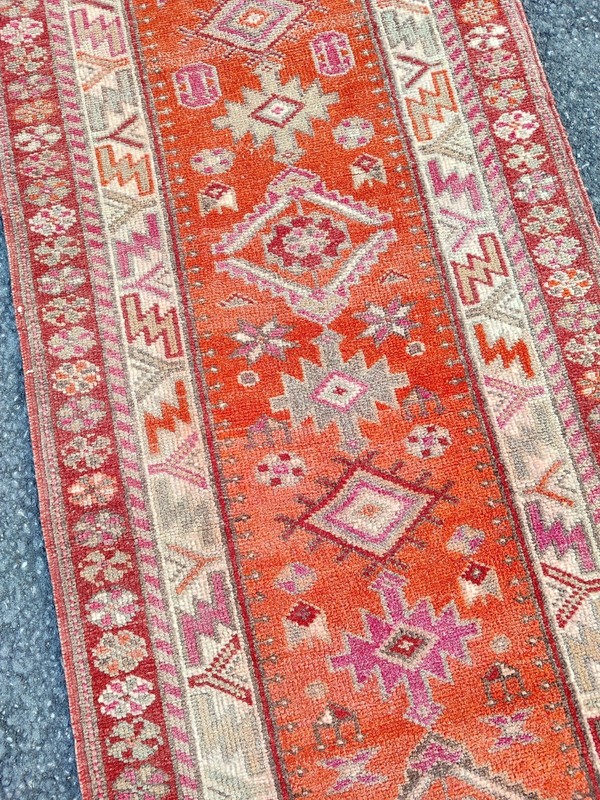3x14 Ft Antique rug Colorful, Turkish runner 3x14 vintage, Heriz rug, Herki rug gallery