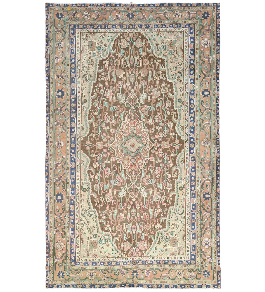 Handmade Semi-Antique Oriental Rug Muted Colors Distressed Decor Carpet 6X10 ft