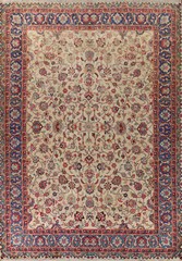 Ivory Wool Handmade Floral Signed Kashmar Living Room Rug Area Carpet 10×13