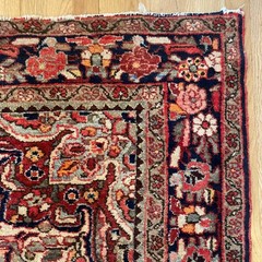 Vintage Rug 4′ 11 x 6′ 8 White Hand Knotted Farmhouse Floral Oriental Rug