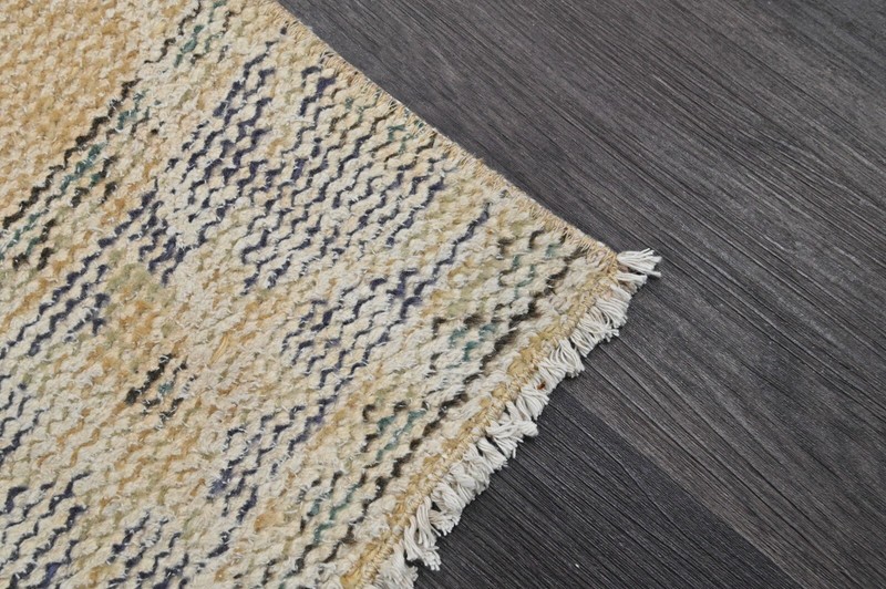Vintage Turkish Runner Rug 3x12ft BEIGE Handmade Anatolian Oushak Hallway Wool gallery