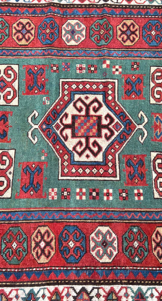 Antique Caucasian Karachopt Kazak Shirvan prayer Rug Size 4x5ft Circa 1870