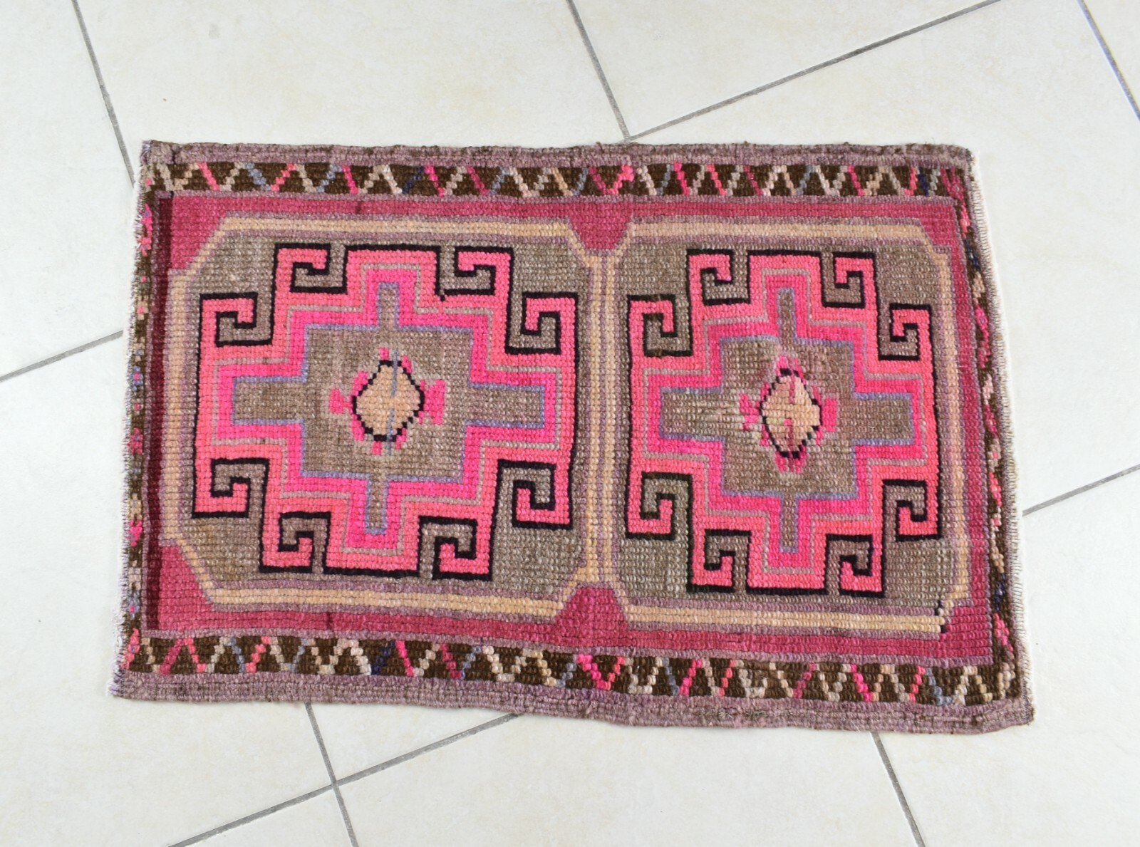 Oushak Runner 2.4x1.5 ft Vintage Turkish Rug Small Runner Anatolian Rug Y52 gallery