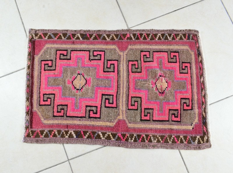 Oushak Runner 2.4x1.5 ft Vintage Turkish Rug Small Runner Anatolian Rug Y52 gallery