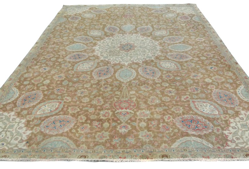 7X10 ft Handmade Semi-Antique Oriental Rug Muted Color Distressed Wool Carpet gallery