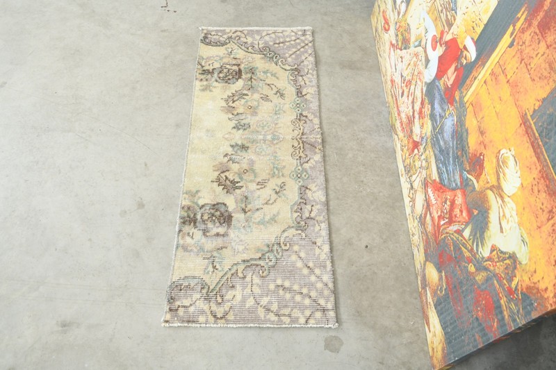 1x4 Turkish Door Mat Rug Hand-Knotted Vintage Mini Rugs Square Small Carpet,1025 gallery