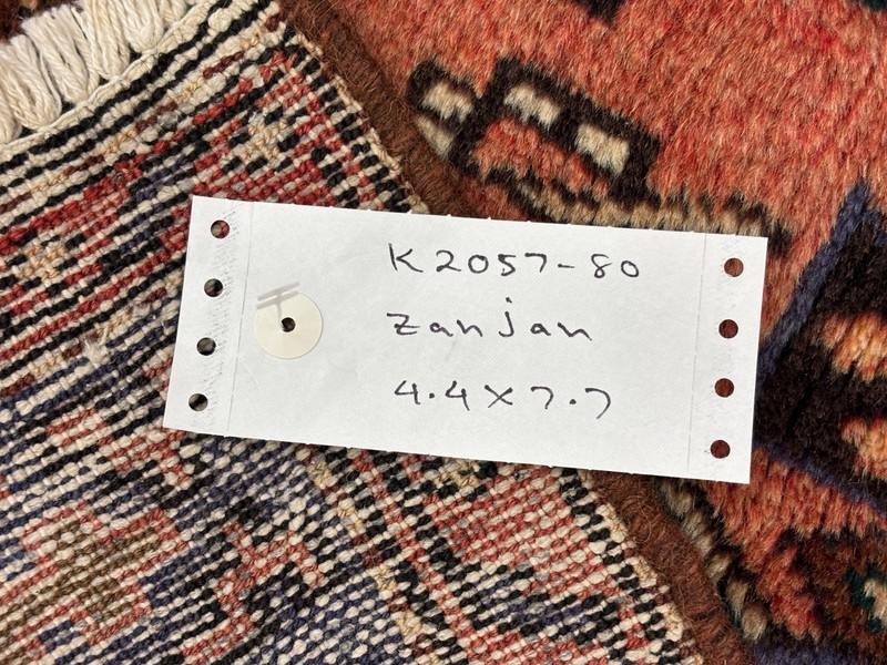 Hand Knotted Zanjan Tribal Wool Rug 4x8 Vintage Oriental Black Salmon Blue gallery