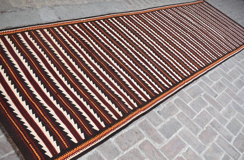 Handwoven Afghan Qalaino Kilim Rug 5x16 White Hallway Corridor Long Wide Runner gallery