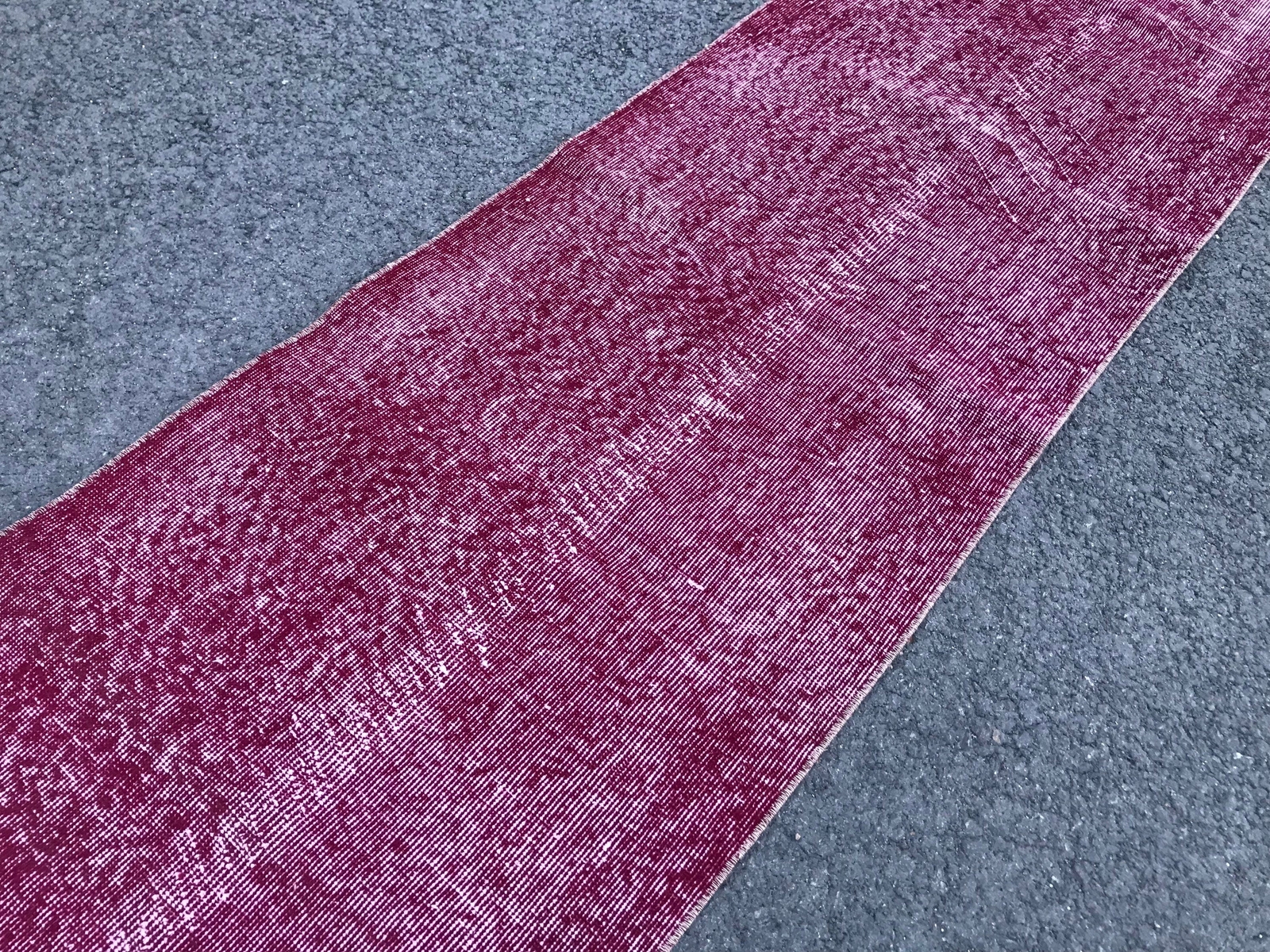 Vintage Runner Rug , Handmade Runner Rug , Overdyed Runner Rug , Burgundy Runner gallery