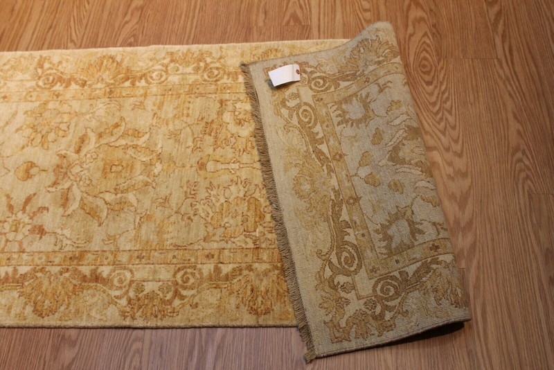 12 Ft. Hall Runner, Fine Quality handmade hand-knotted beige-light-blue-green gallery