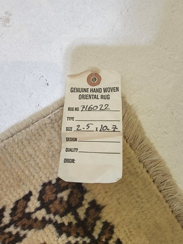 Antique Oriental Hand-Knotted Wool Runner Designer Beige/Brown 2'5" x 10'7" gallery