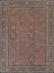 Vintage Pink Tebriz Floral Traditional Handmade Room Size Rug Area Carpet 10×13
