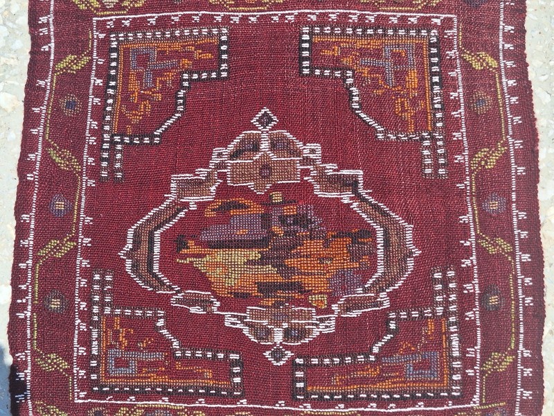 1950s Small Vintage Embroidery-Kilim, Anatolian HandWoven Art, Wall Decor Kilim gallery