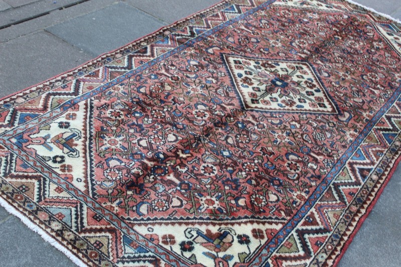 Vintage Hand Made Traditional Oriental Wool Faded Pink Large Long Rug 290x141cm gallery