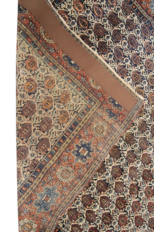 4x6 Rare Antique Fine Geometric Handmade Rug Navy Blue 130cm x 188cm c.1880 gallery