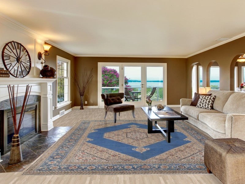 Blue Over-dyed Area Rug 10x13 Hand-knotted Wool Geometric Traditional Carpet gallery