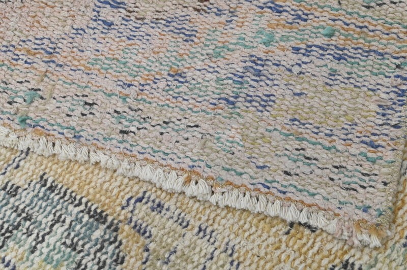 Vintage Turkish Runner Rug 2x9ft Wool Anatolian Handmade Hallway Oushak YELLOW gallery