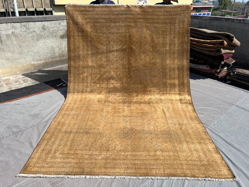 Terracotta Hand Knotted Afghan Rug 7x10 Beige Oriental Turkmen Muted Area Carpet gallery