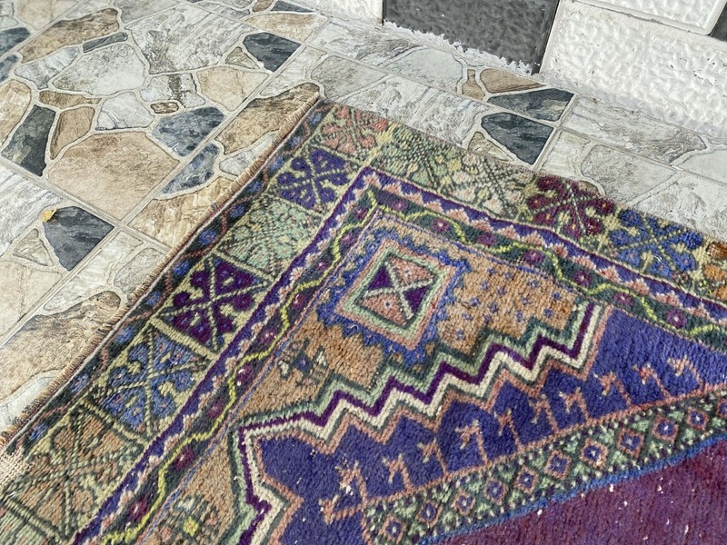 Geometric Oushak Vintage Turkish Rug Handmade Farmhouse Oriental Rug 3x6 ft gallery