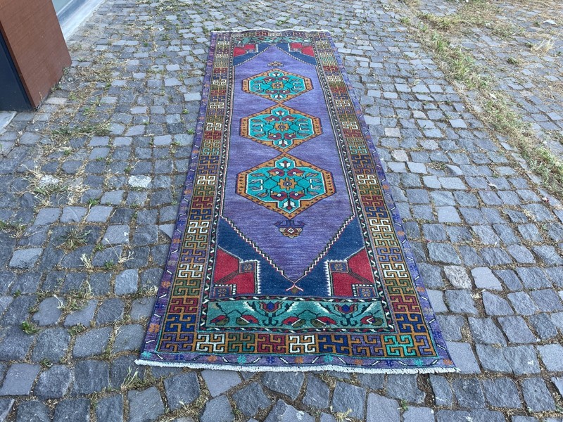 Bohemian Runner Rug, Turkish Vintage Rug, Handmade Wool Rug, 3,3 x 10, ft gallery